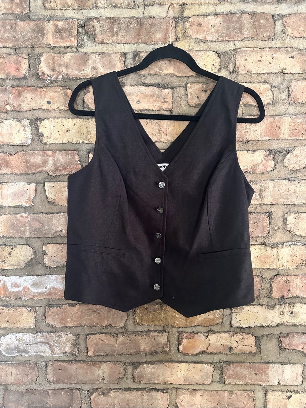 Dkny Black Button-Front Women's Vest